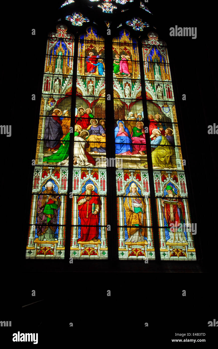 Stained glass windows in Cologne Cathedral in Cologne, Germany Stock