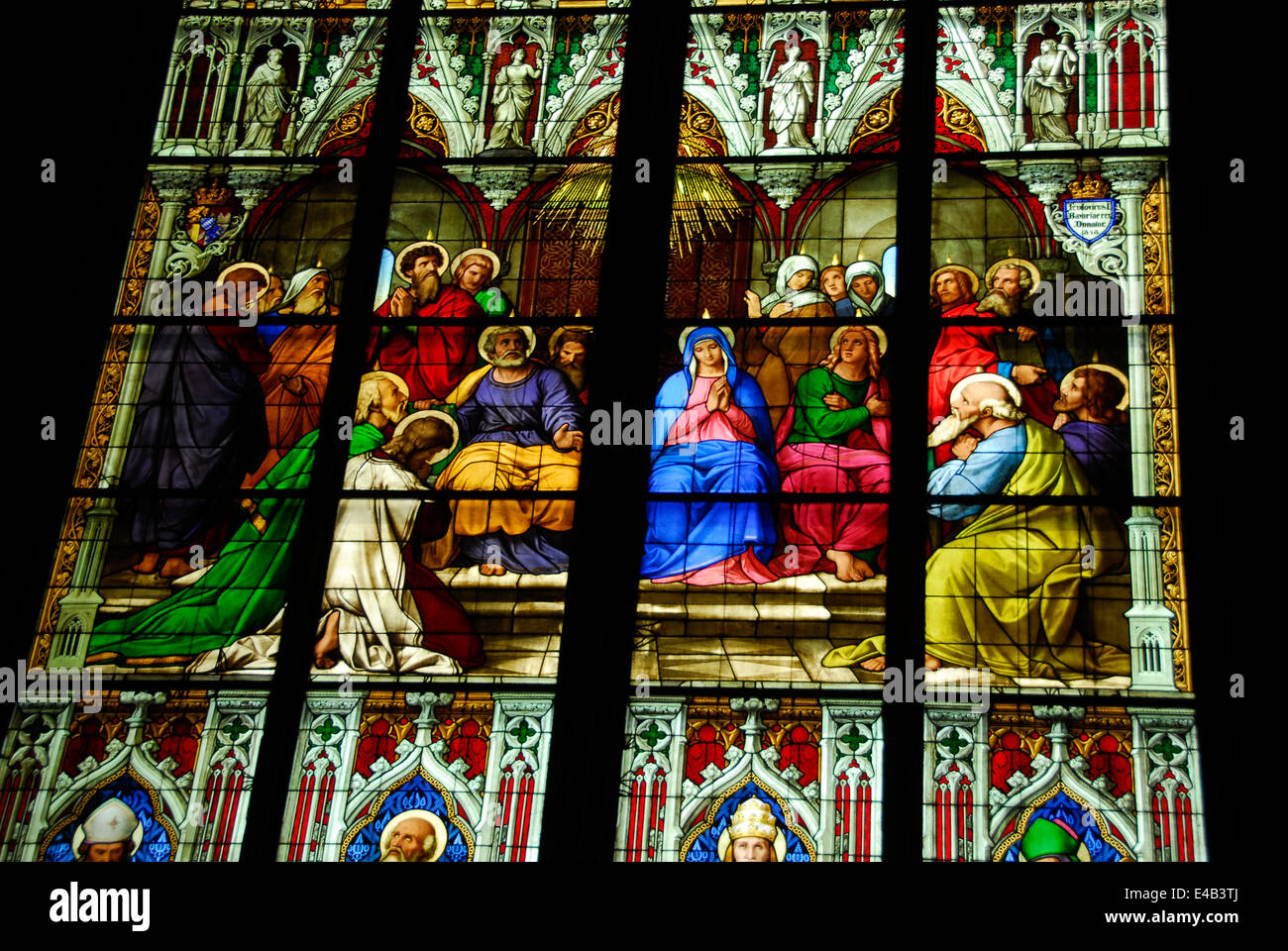 Stained glass windows in Cologne Cathedral in Cologne, Germany Stock
