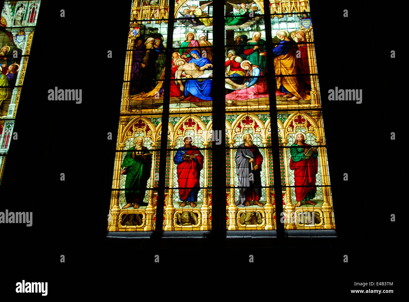 Stained glass windows in Cologne Cathedral in Cologne, Germany Stock