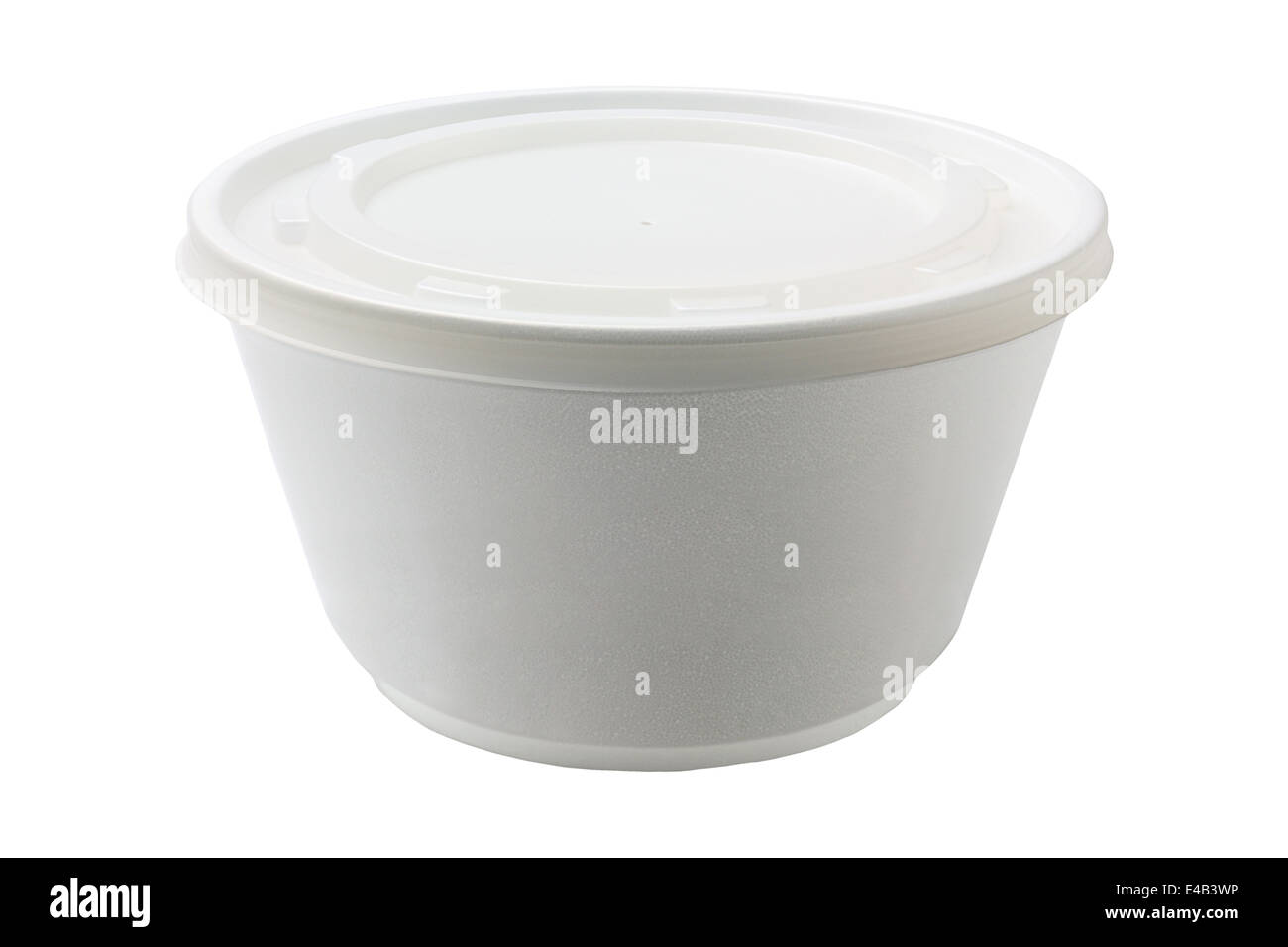 Styrofoam Bowl With Plastic Lid On White Background Stock Photo