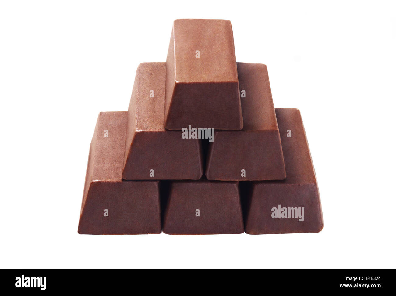 Stack Of Chocolate Bars On White Background Stock Photo