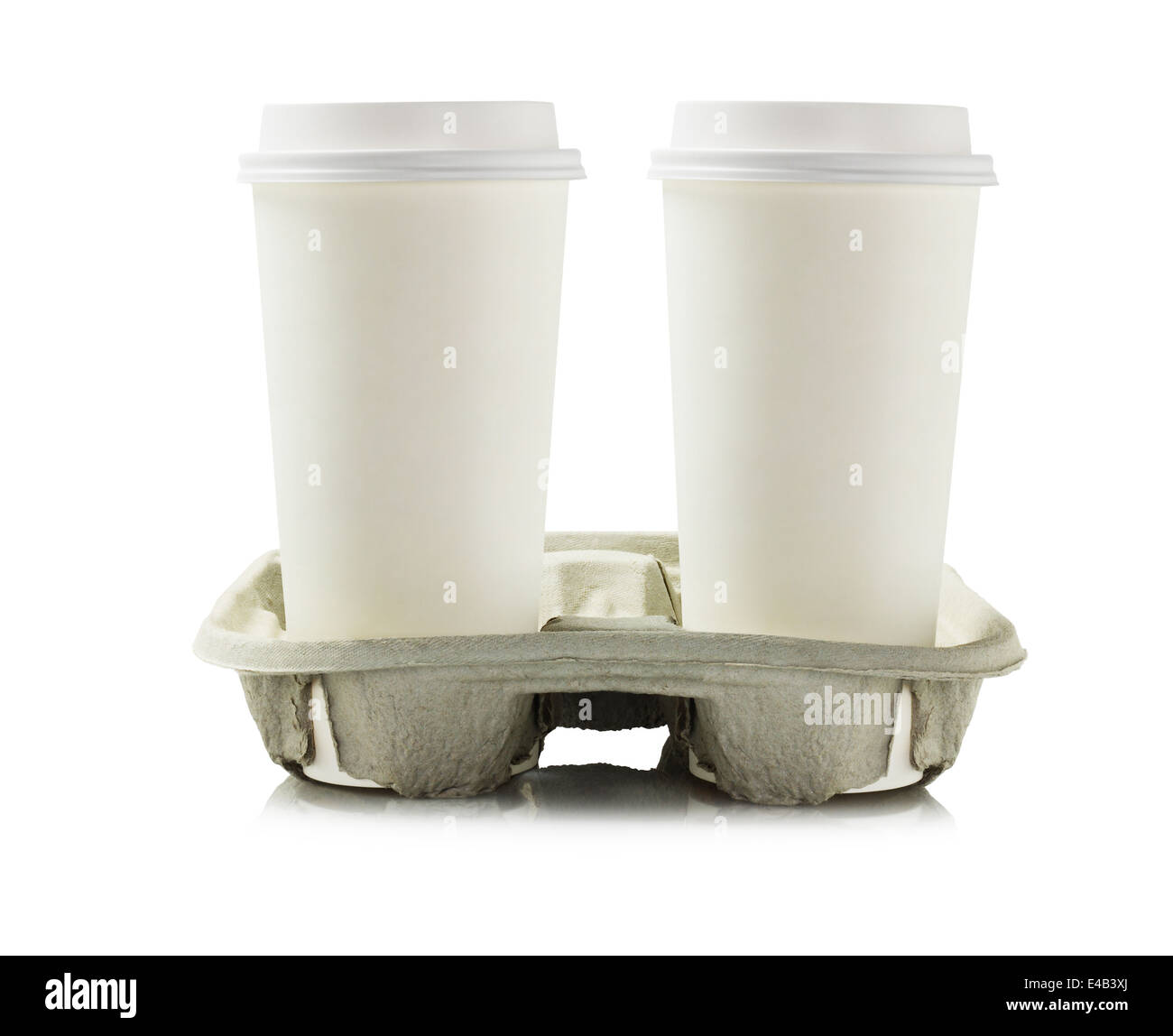 Paper Cups In Recycled Paper Tray On White Background Stock Photo - Alamy