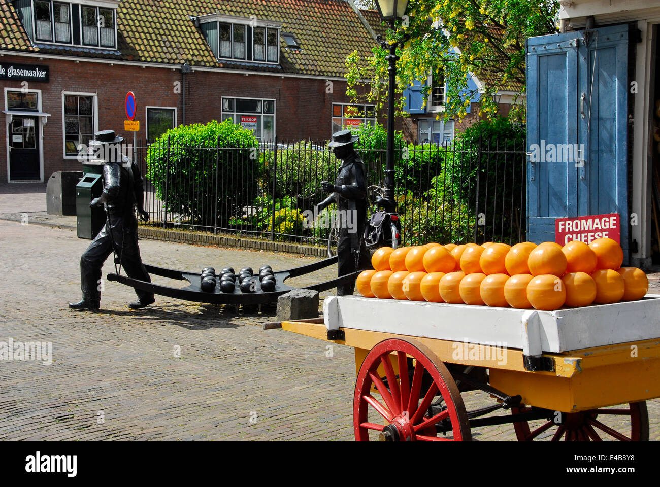 Statue of cheese carriers in the Town of Edam, Netherlands Stock Photo