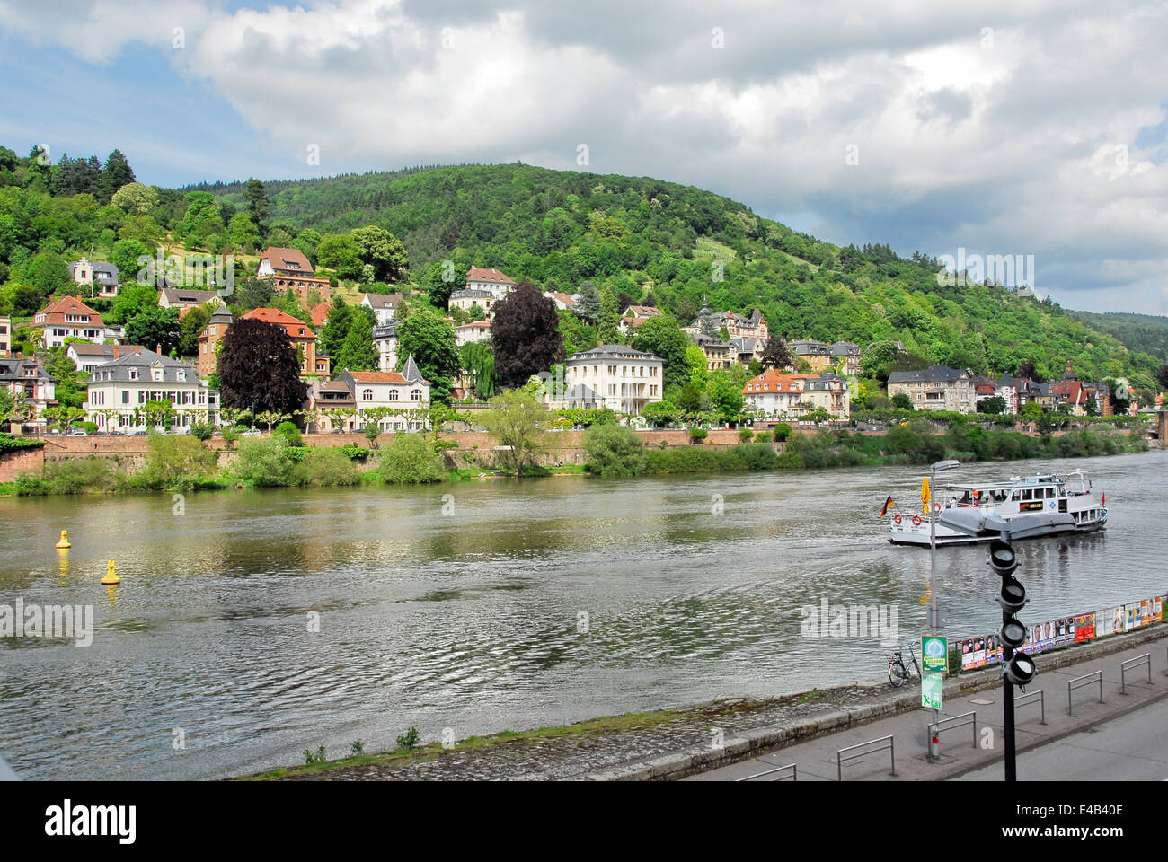 Mansions across the River Neckar in Heidelberg, Germany Stock Photo