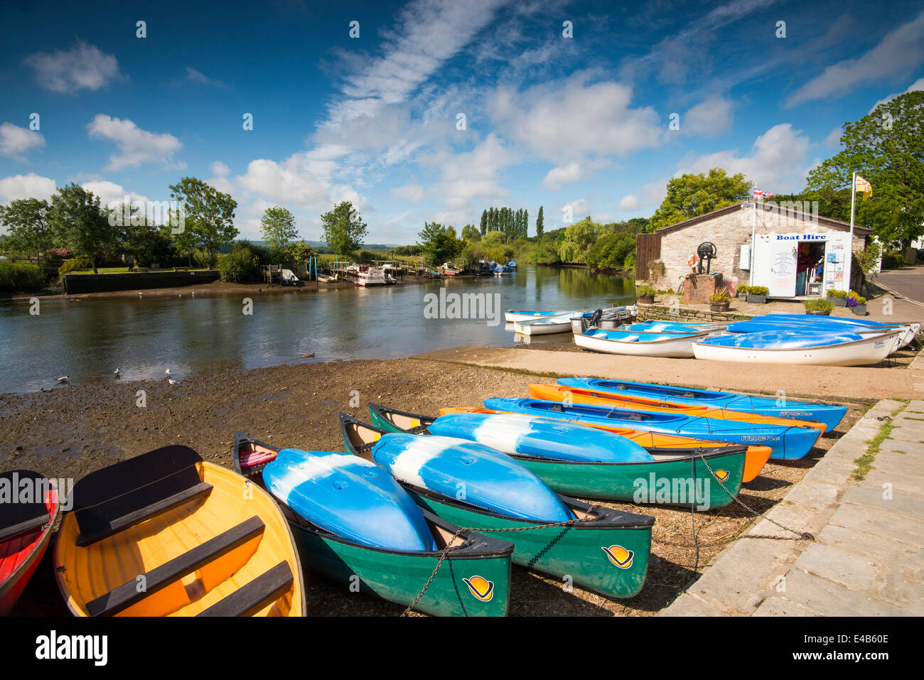Boat Hire by the River Frome at Wareham, Dorset England UK Stock Photo