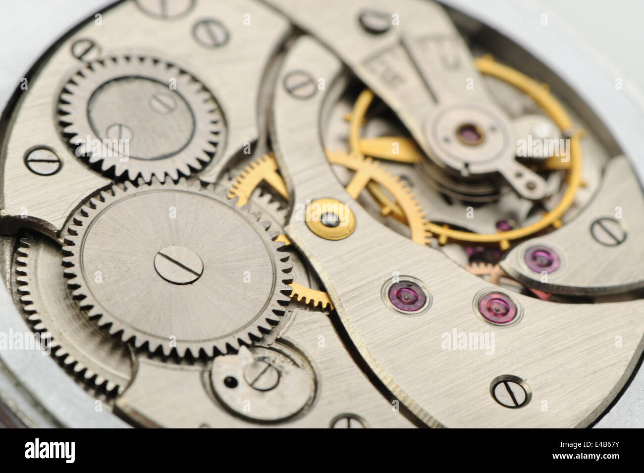 The mechanism of analog hours Stock Photo