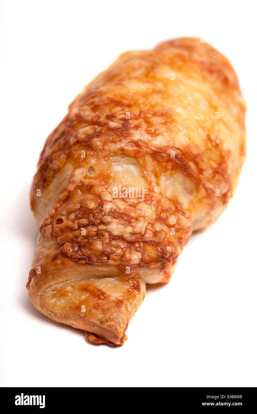 Croissant with ham on white background Stock Photo