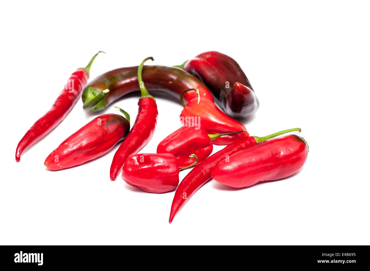 Several paprika and chili peppers Stock Photo