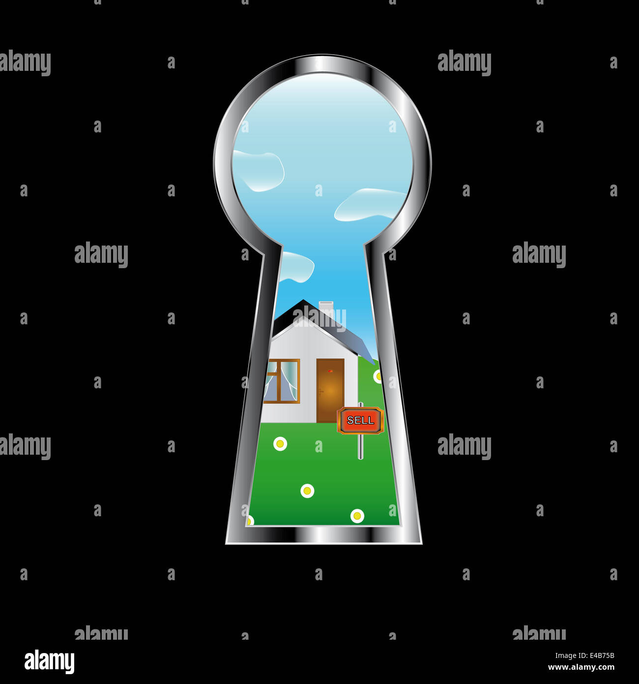 The house in a door peephole Stock Photo
