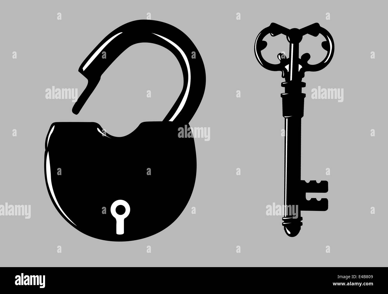 padlock silhouette on gray background Stock Photo Alamy