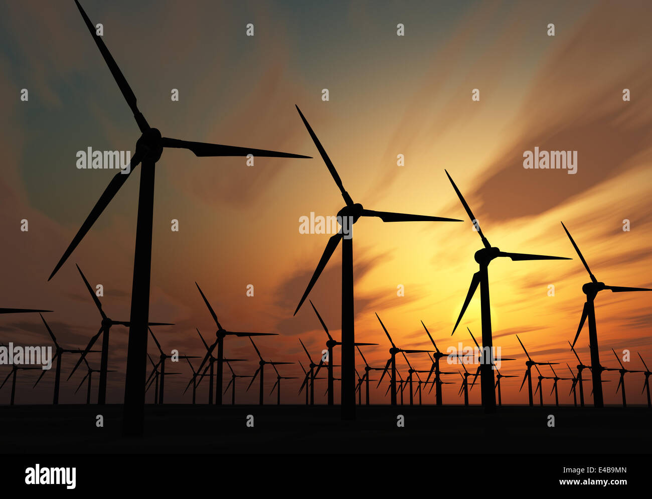 Wind power stations Stock Photo