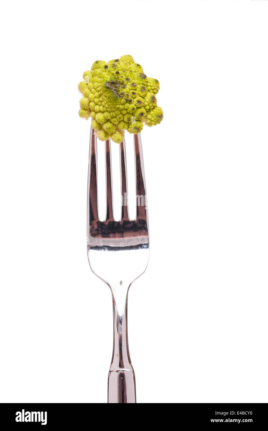 Fork with romanesco cauliflower Stock Photo