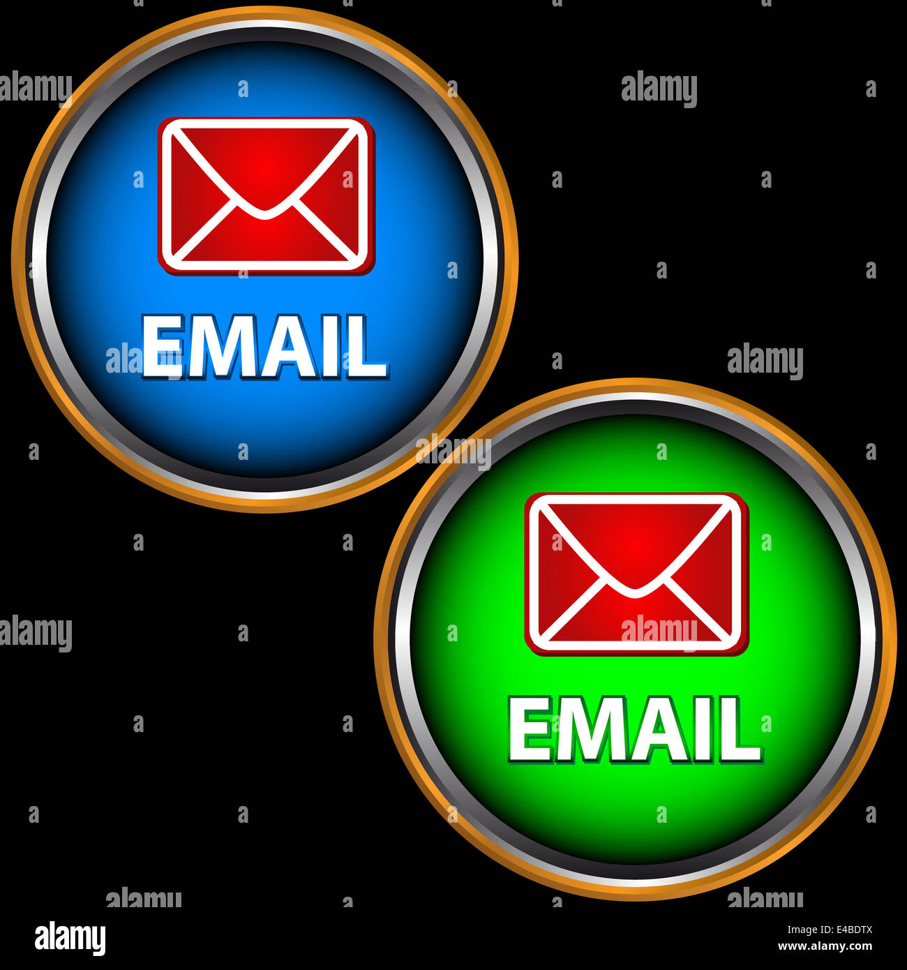 Blue and green buttons email Stock Photo - Alamy