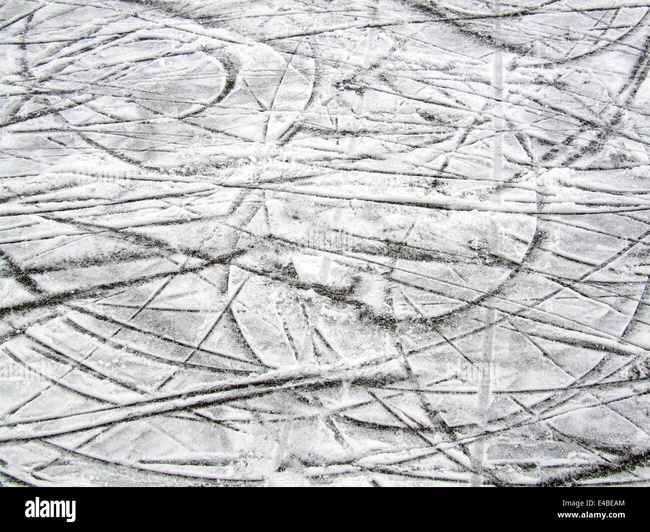 traces of ice skates Stock Photo