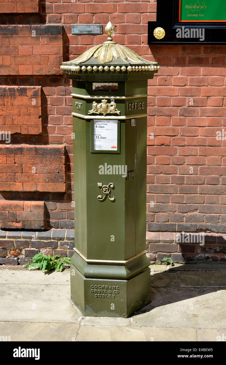 Rochester, Kent, England, UK. Victorian Penfold Pillar Box,  in the High Street, outside the Guildhall Museum Stock Photo