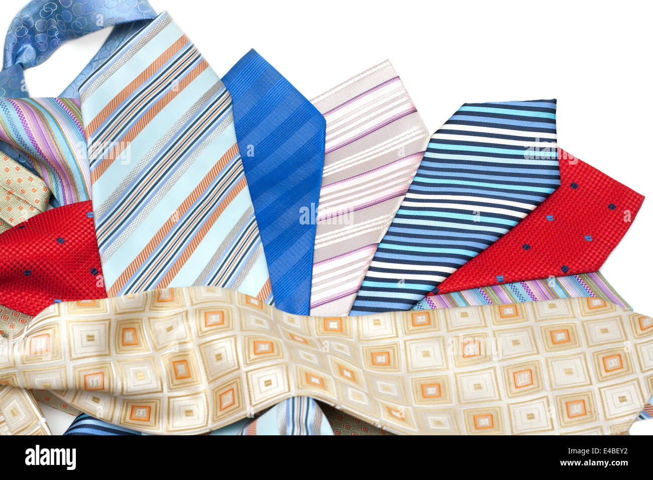 Male ties over white background Stock Photo - Alamy
