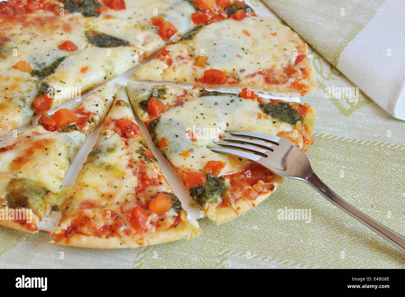Appetizing pizza with mozzarella cheese Stock Photo