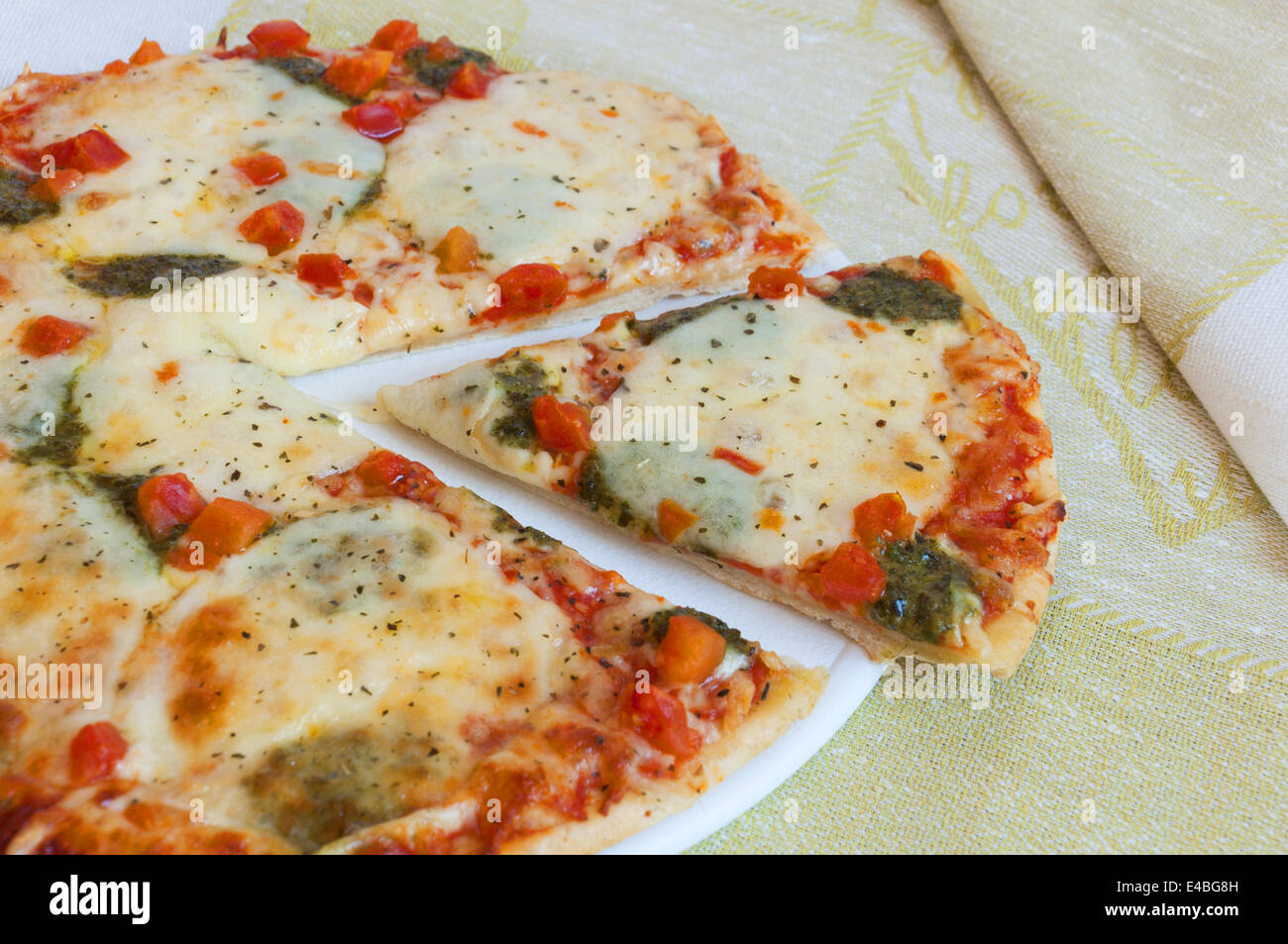 Appetizing pizza with mozzarella cheese Stock Photo