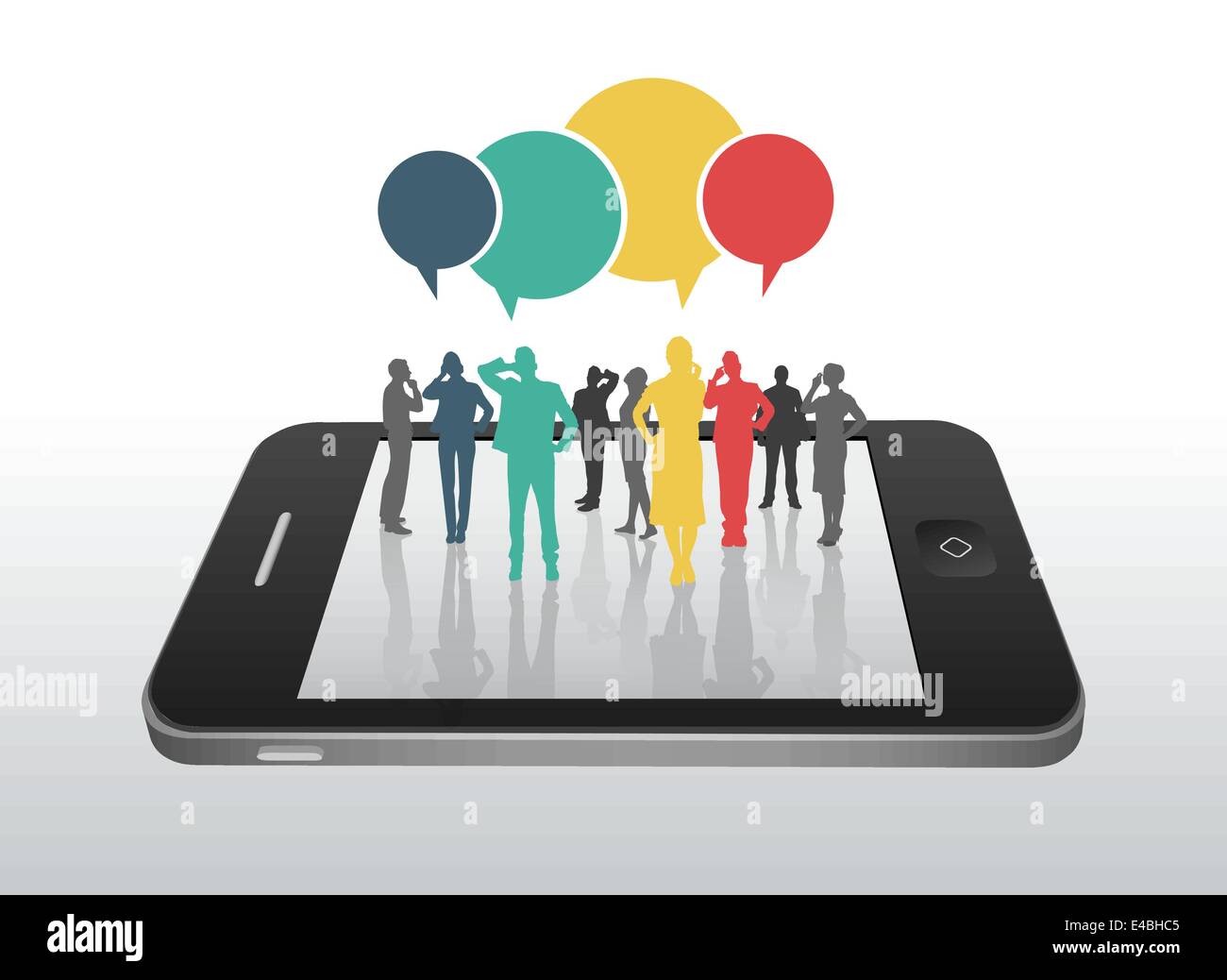 Business people on smartphone with speech bubbles Stock Vector Image ...