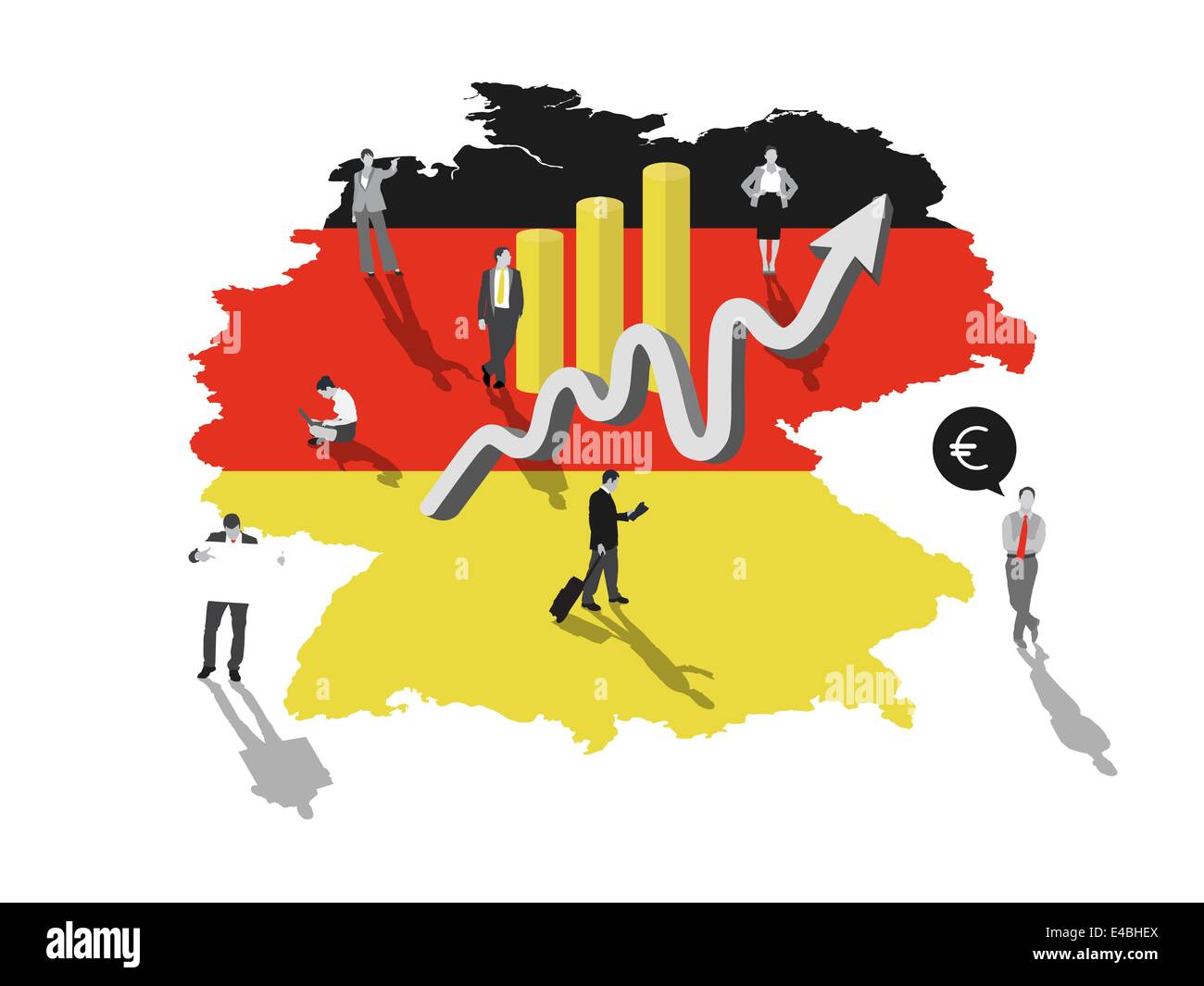 Business people standing on germany with flag colours Stock Vector