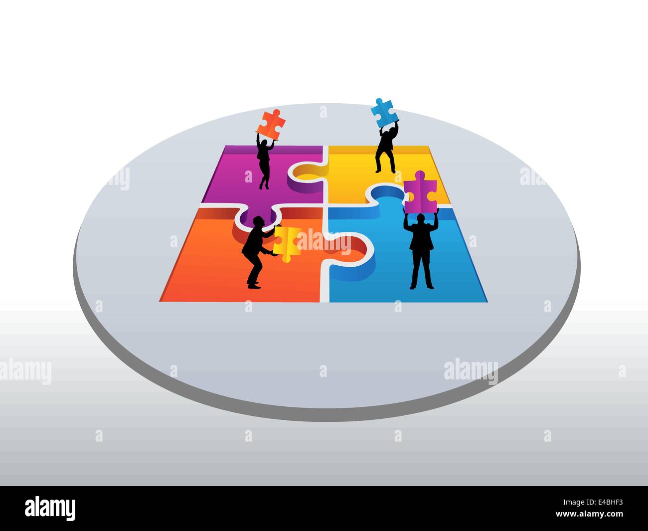 Business people holding jigsaw pieces vector Stock Vector