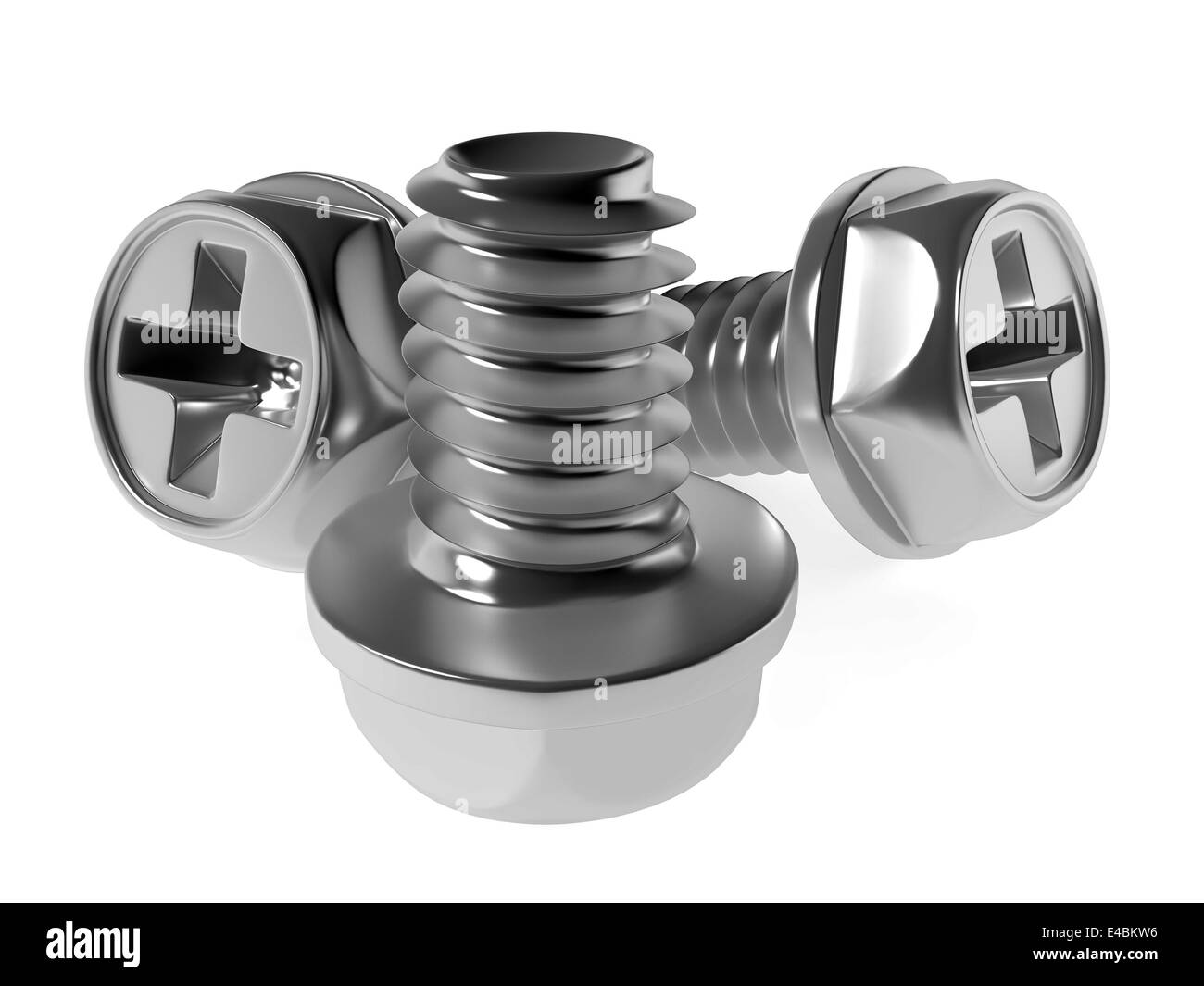 grey brilliant polished metallic screw-bolts Stock Photo
