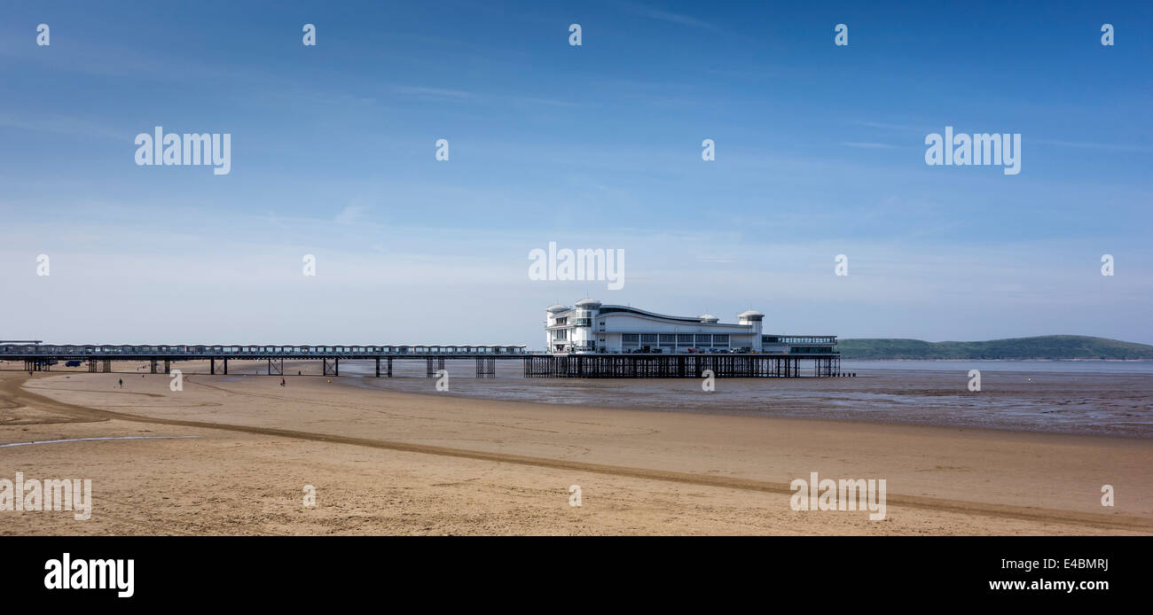 Beach and Pier at Weston-super-Mare, Somerset, England, UK Stock Photo