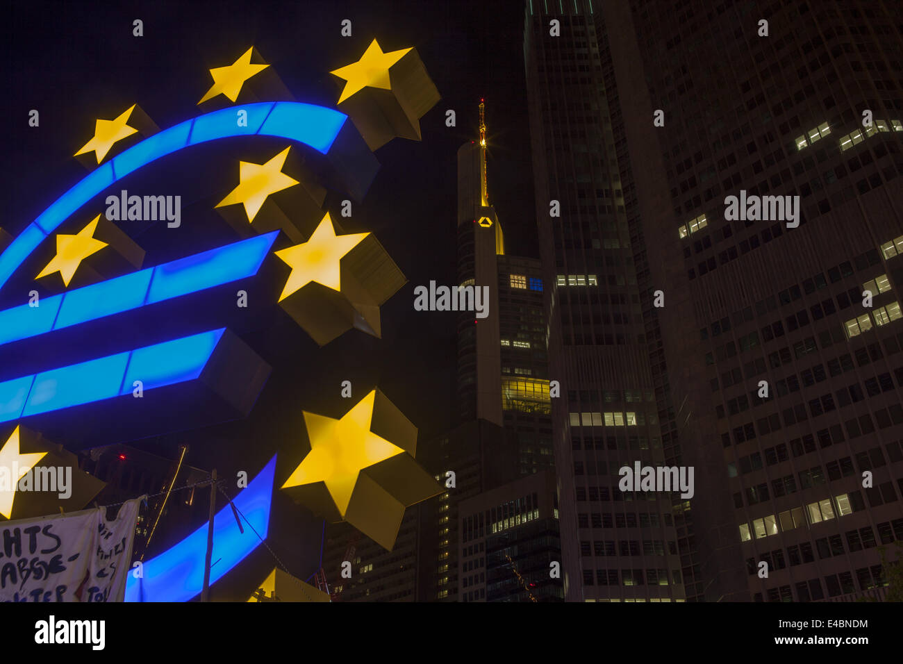 Euro sign, European Central Bank, Frankfurt Stock Photo