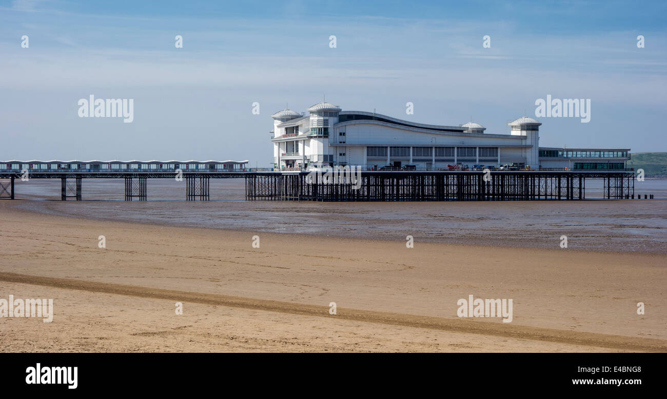 Beach and Pier at Weston-super-Mare, Somerset, England, UK Stock Photo