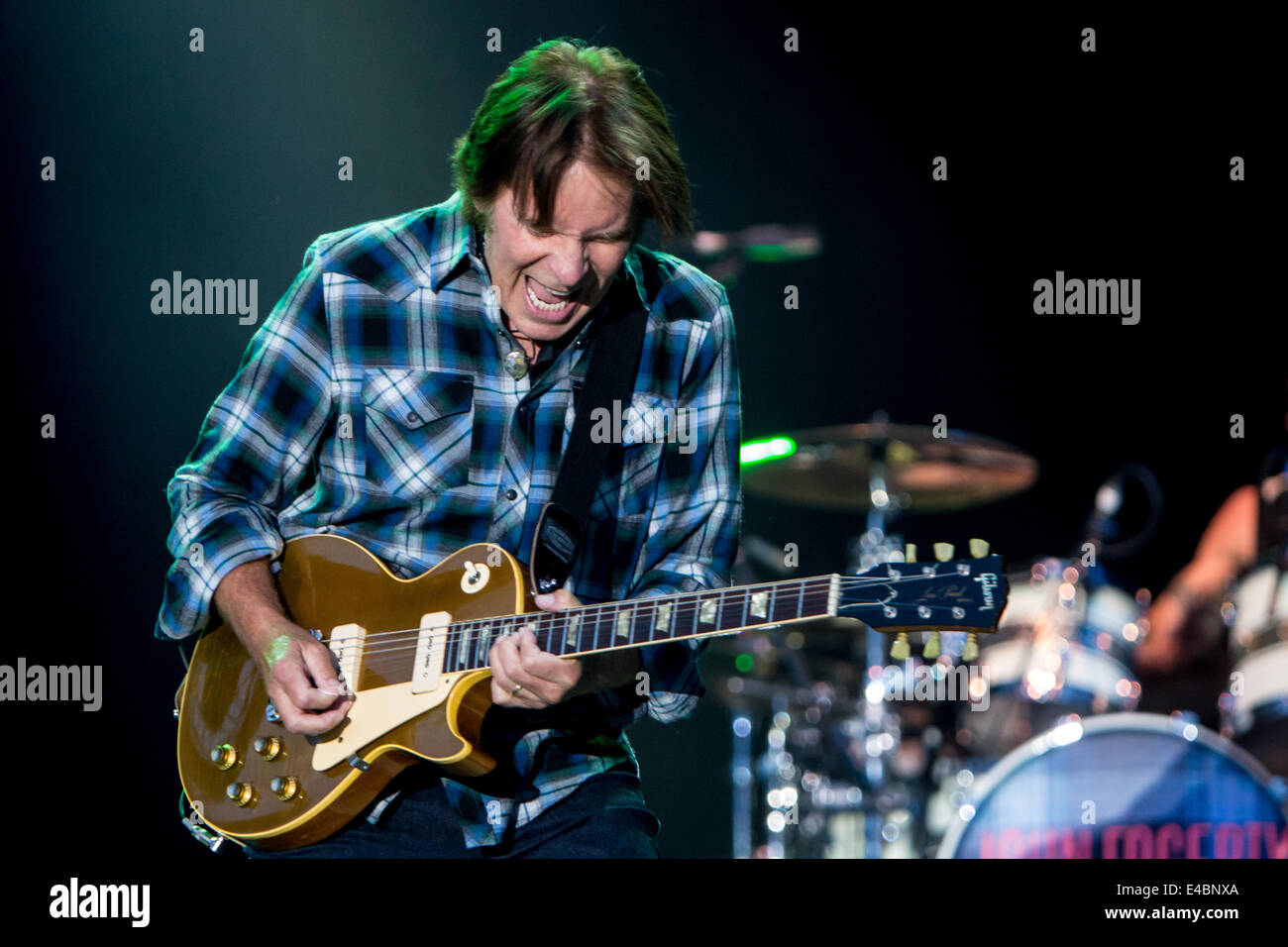 Milan Italy. 07th July 2014. The American musician songwriter and guitarist JOHN FOGERTY best known as the lead singer and lead guitarist for the band Creedence Clearwater Revival performs live at Ippodromo del Galoppo during the 'City Sound Milano' Credit:  Rodolfo Sassano/Alamy Live News Stock Photo