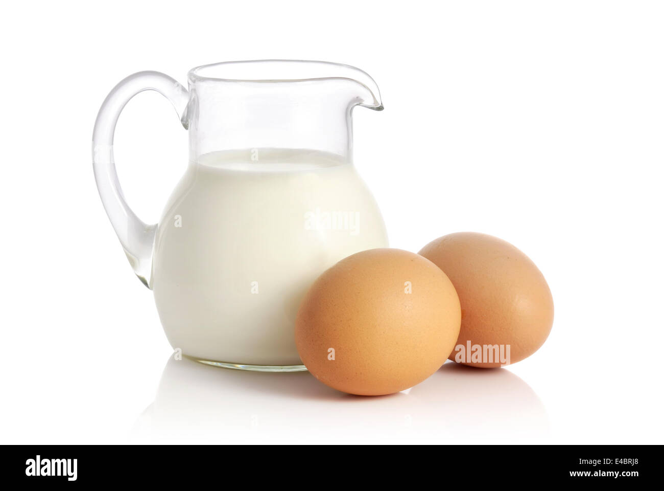One liter of fresh milk and two eggs Stock Photo