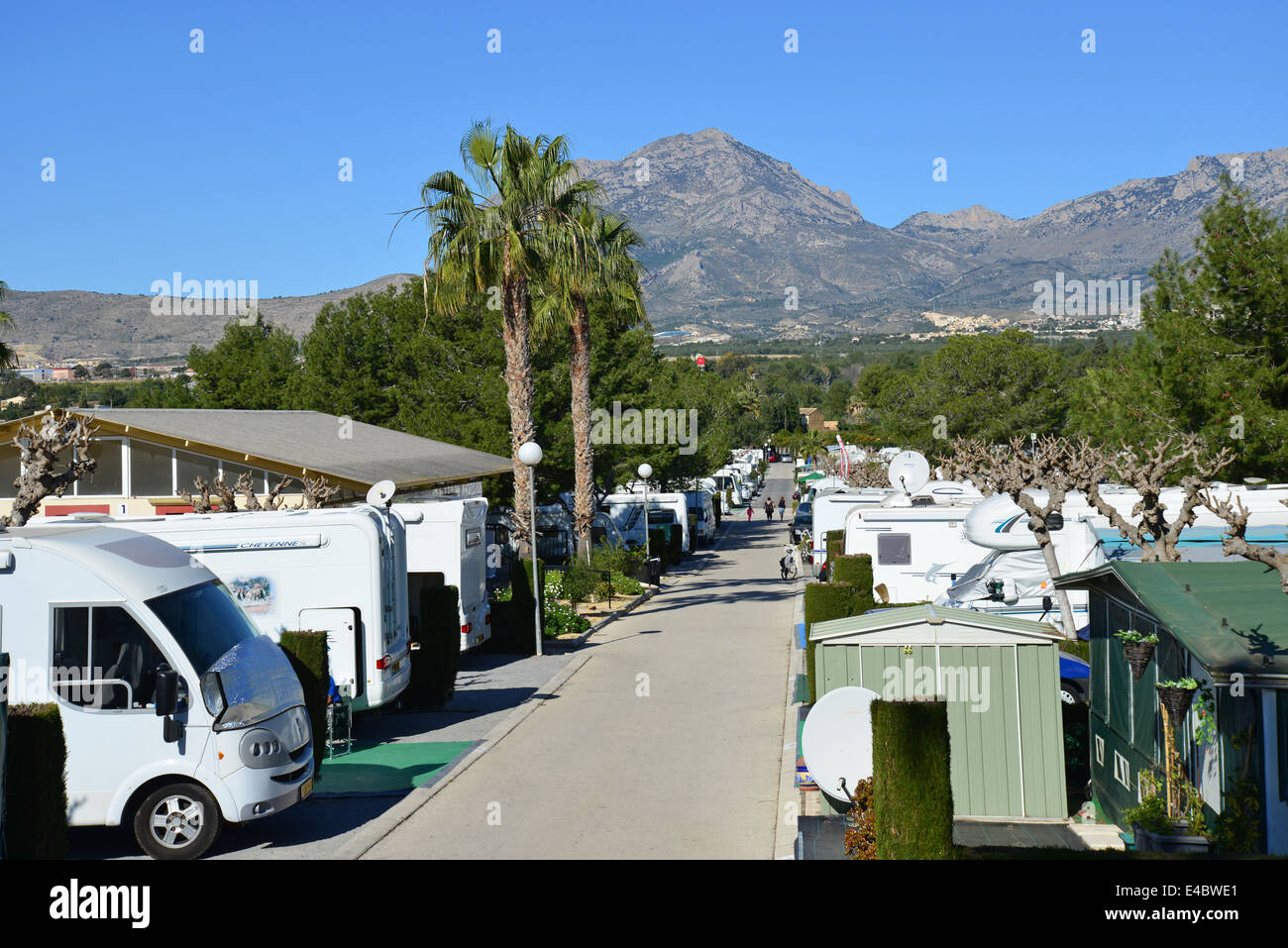 El Raco Camping, Avenue Doctor Severo Ochoa, Benidorm, Costa Blanca, Alicante Province, Kingdom of Spain Stock Photo