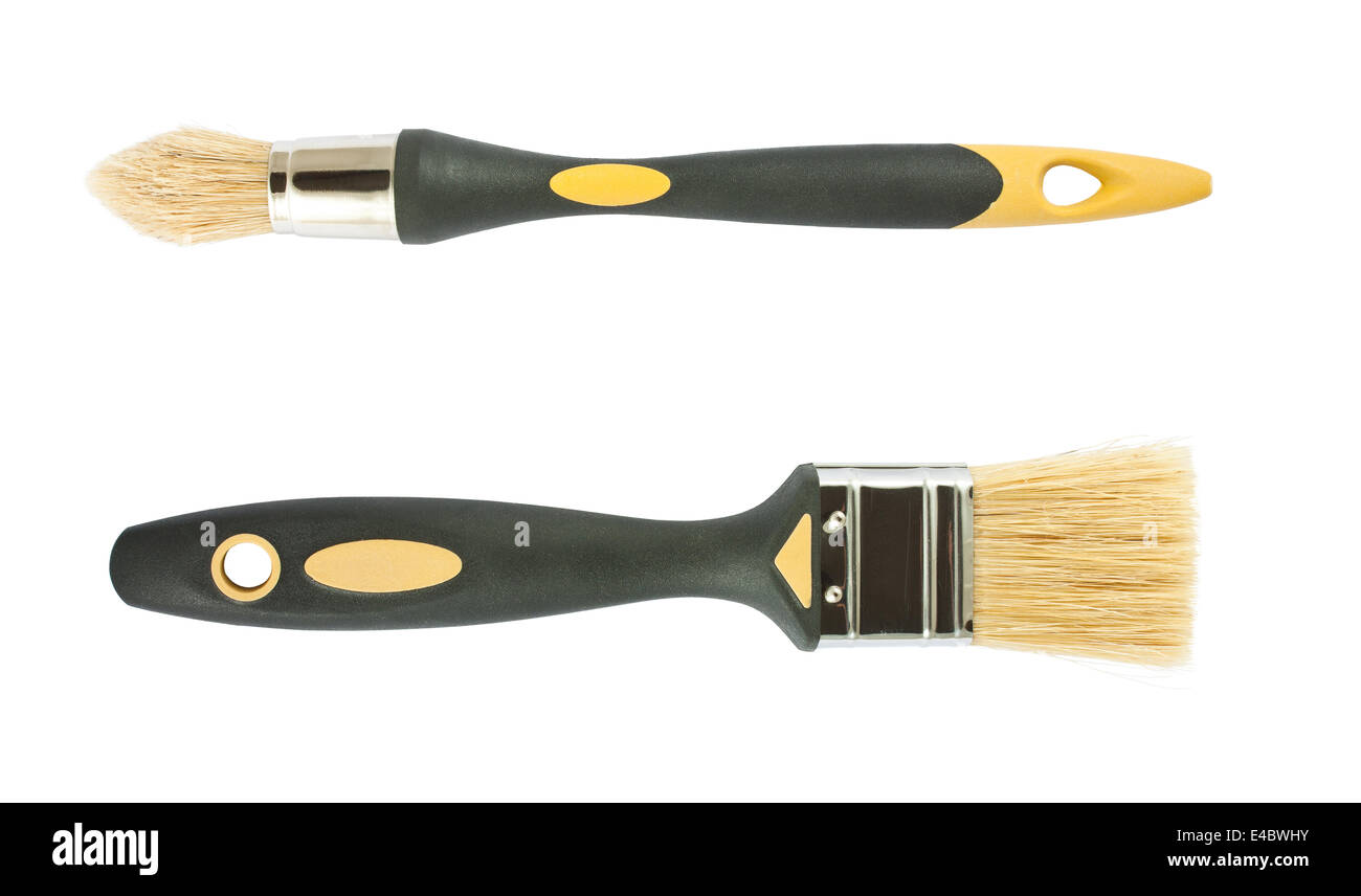 Round and flat paint brush Stock Photo Alamy