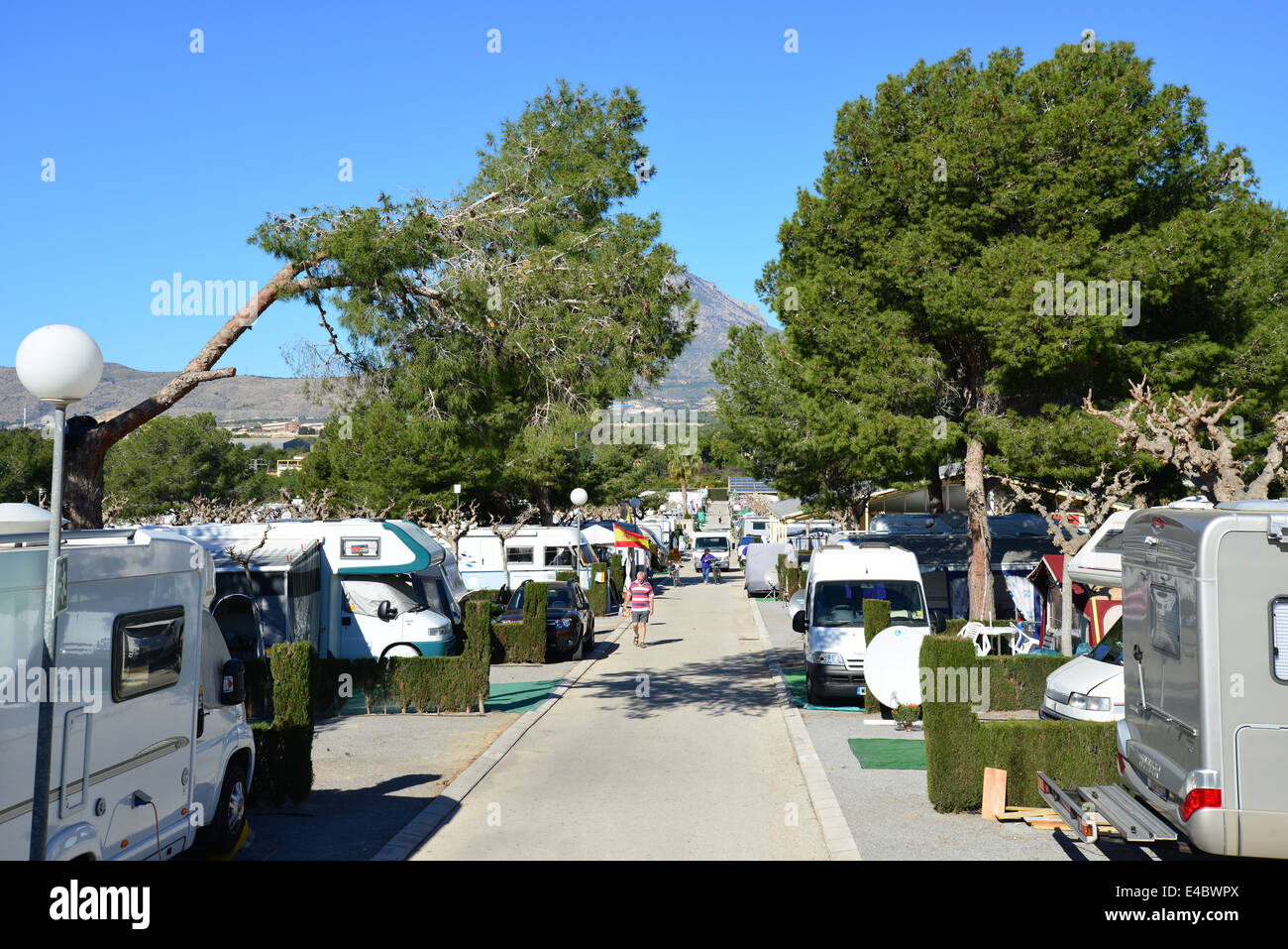 El Raco Camping, Avenue Doctor Severo Ochoa, Benidorm, Costa Blanca, Alicante Province, Kingdom of Spain Stock Photo