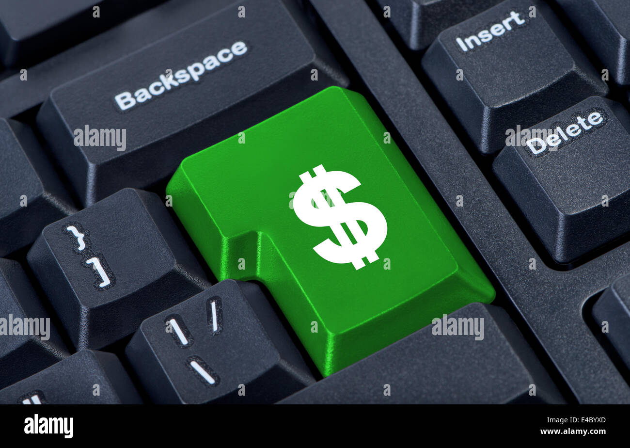 Keyboard button with symbol of dollar. Stock Photo