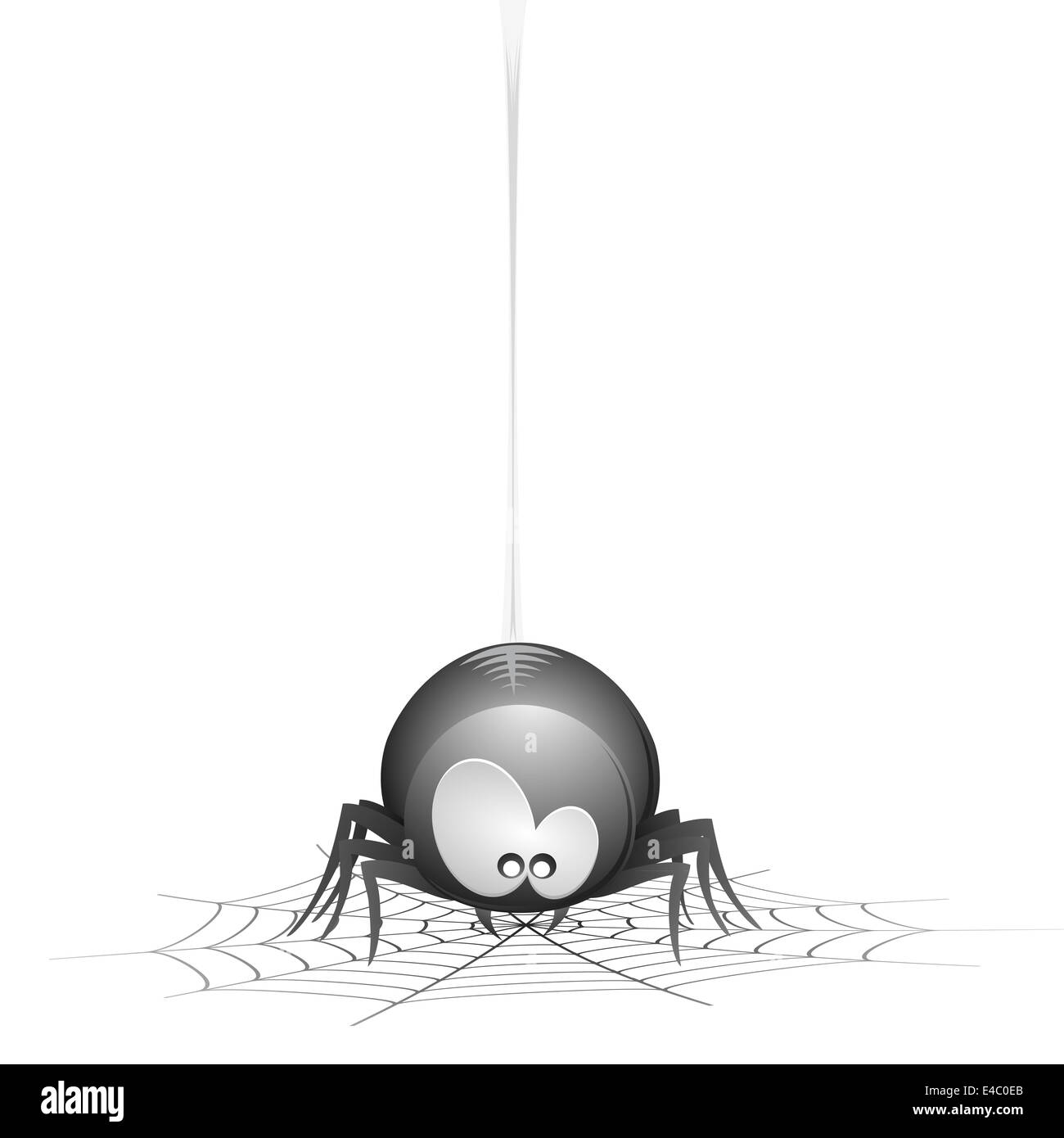 Cartoon Spider with cobweb Stock Photo
