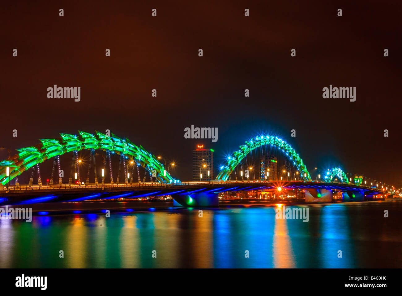 Night bridge at Da nang, Vietnam Stock Photo