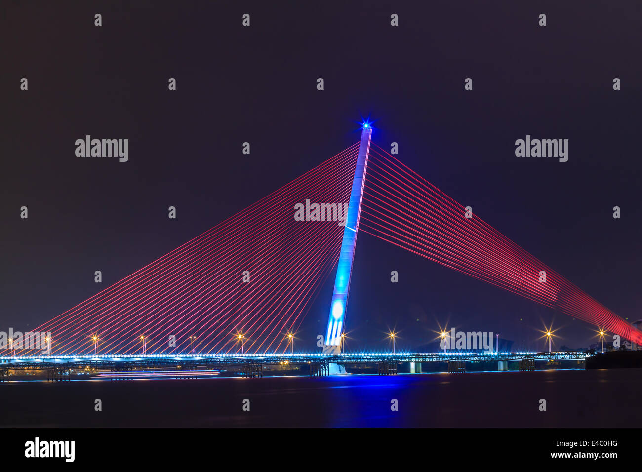 Night bridge at Da nang, Vietnam Stock Photo