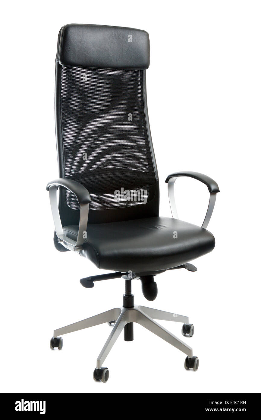 Black leather easy chair Stock Photo