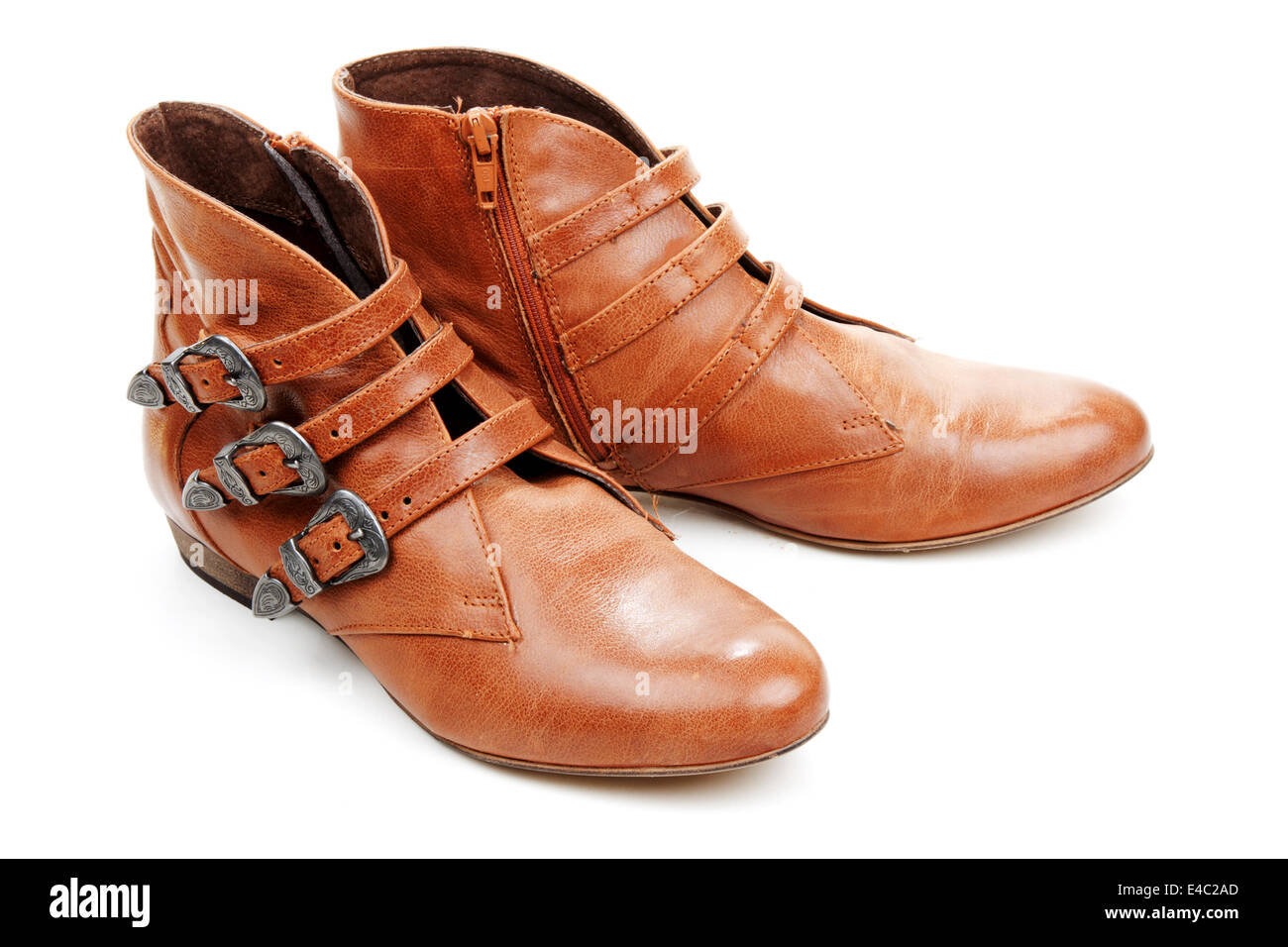 Brown feminine loafers Stock Photo Alamy