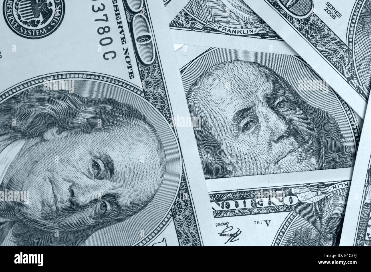 Dollar close up background blue color Stock Photo