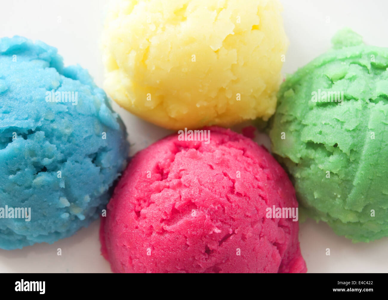Flavored yogurt ice cream scoops Stock Photo