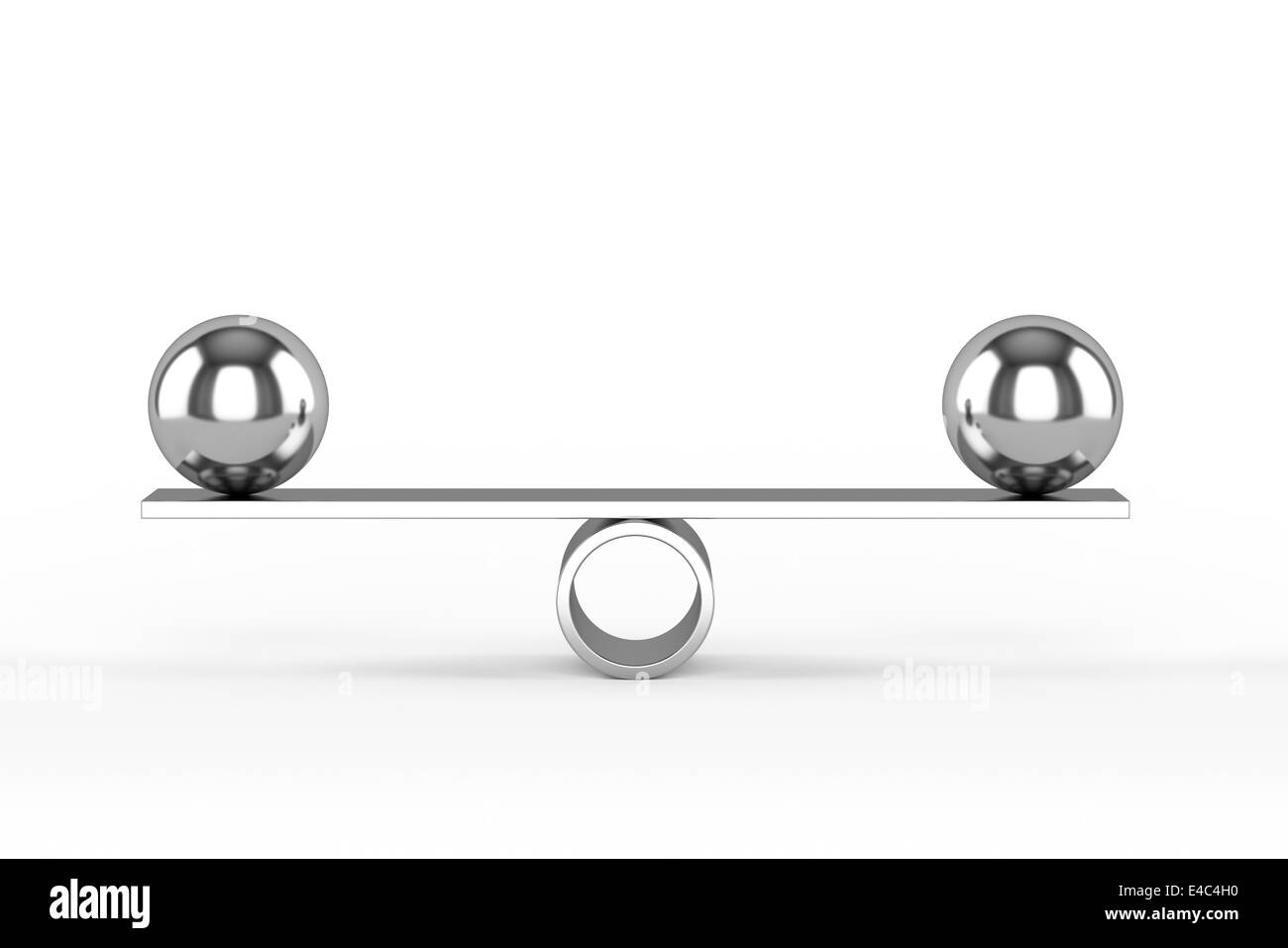 3d render of balanced chrome spheres. Concept of balance Stock Photo