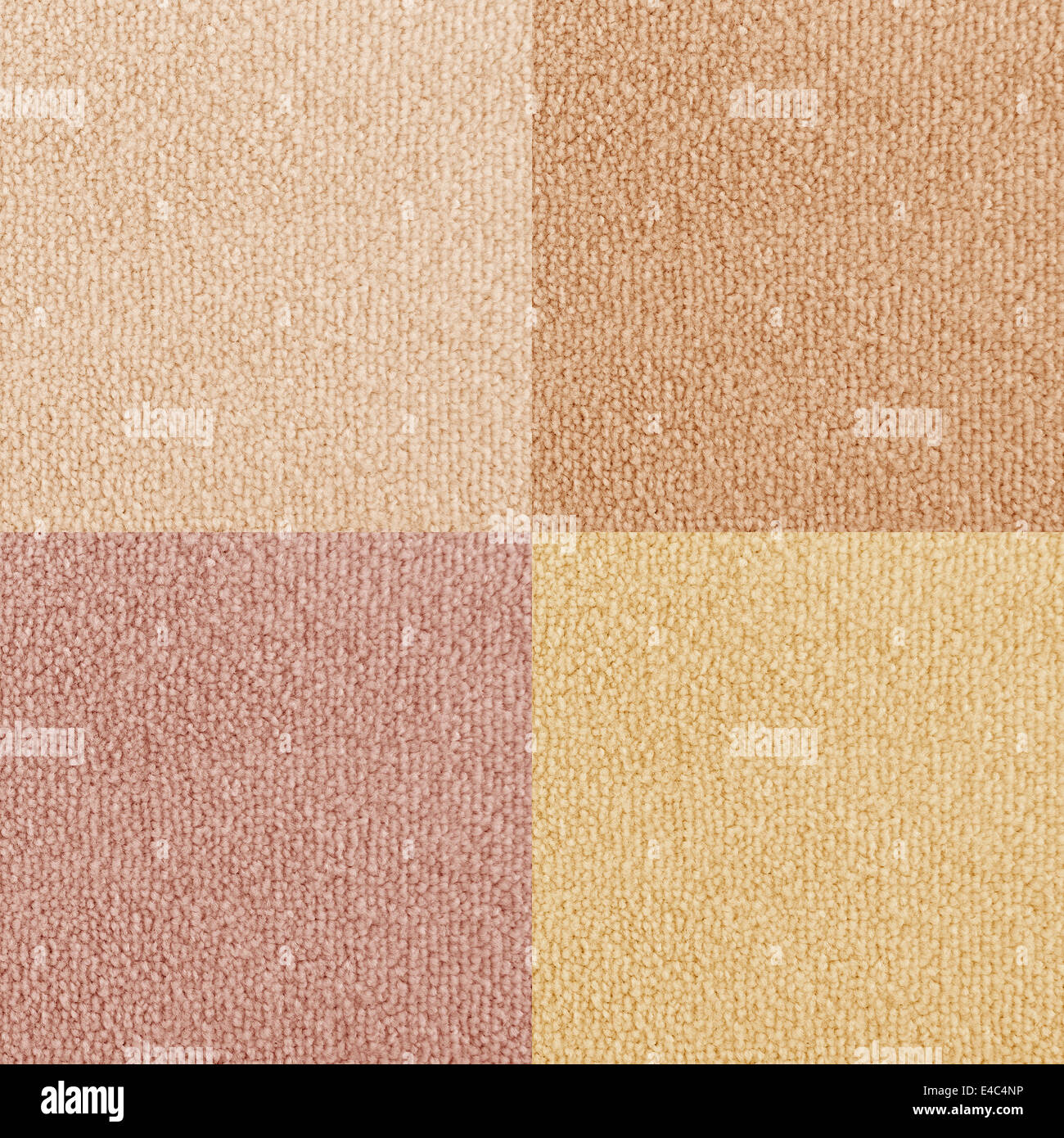 New carpet texture samples. Bright color carpet flooring as seamless background. Stock Photo