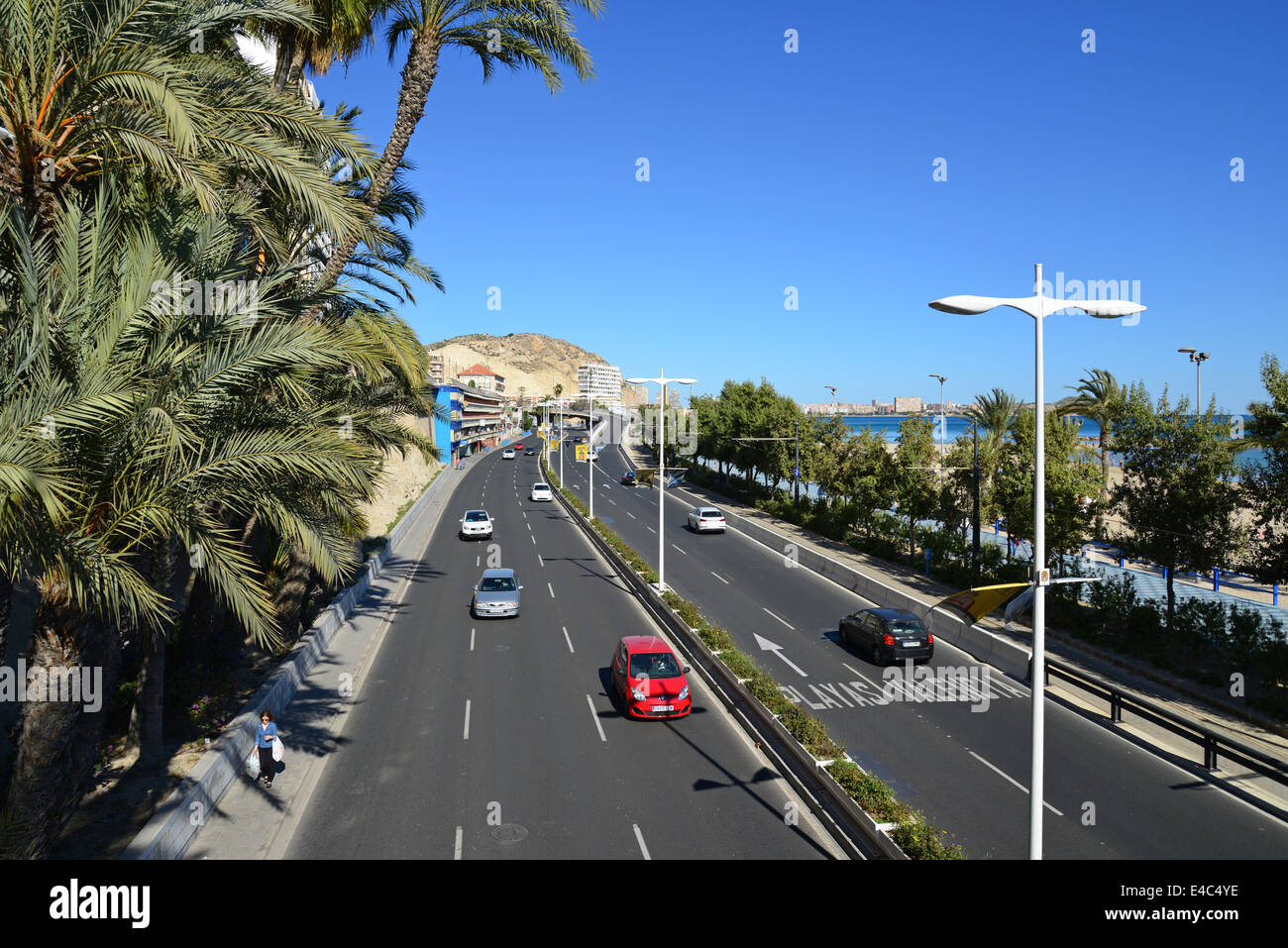 Calle Jovellanos, Playa del Postiguet, Alicante, Costa Blanca, Alicante Province, Kingdom of Spain Stock Photo