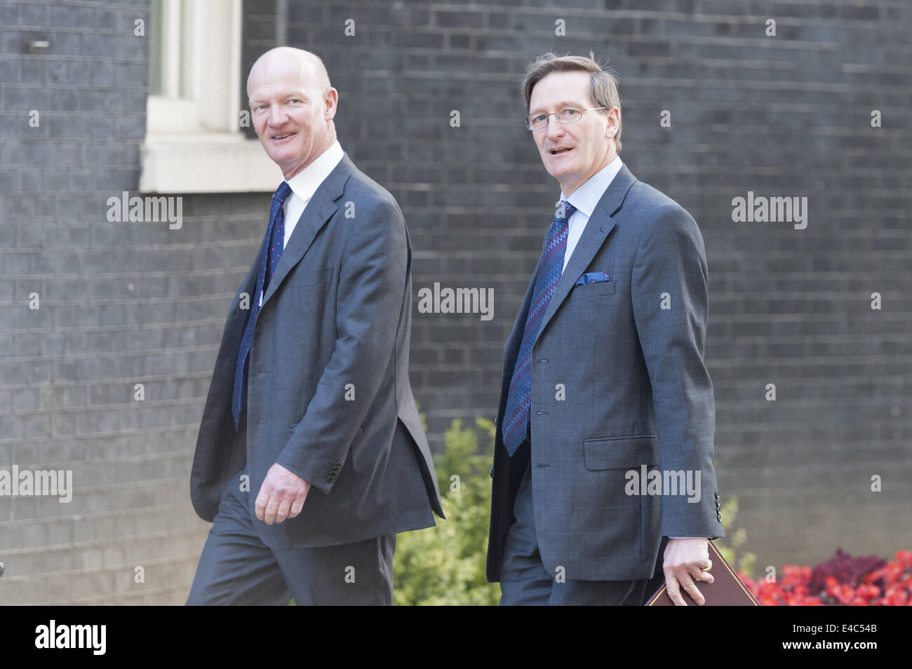 London, UK. 8th July, 2014. UK government ministers attend 10 Downing Street in London for the weekly Cabinet Meeting. Pictured L-R: DAVID WILLETTS MP - .Minister of State for Universities and Science; Dominic Grieve QC MP -.Attorney General. © Lee Thomas/ZUMA Wire/Alamy Live News Stock Photo