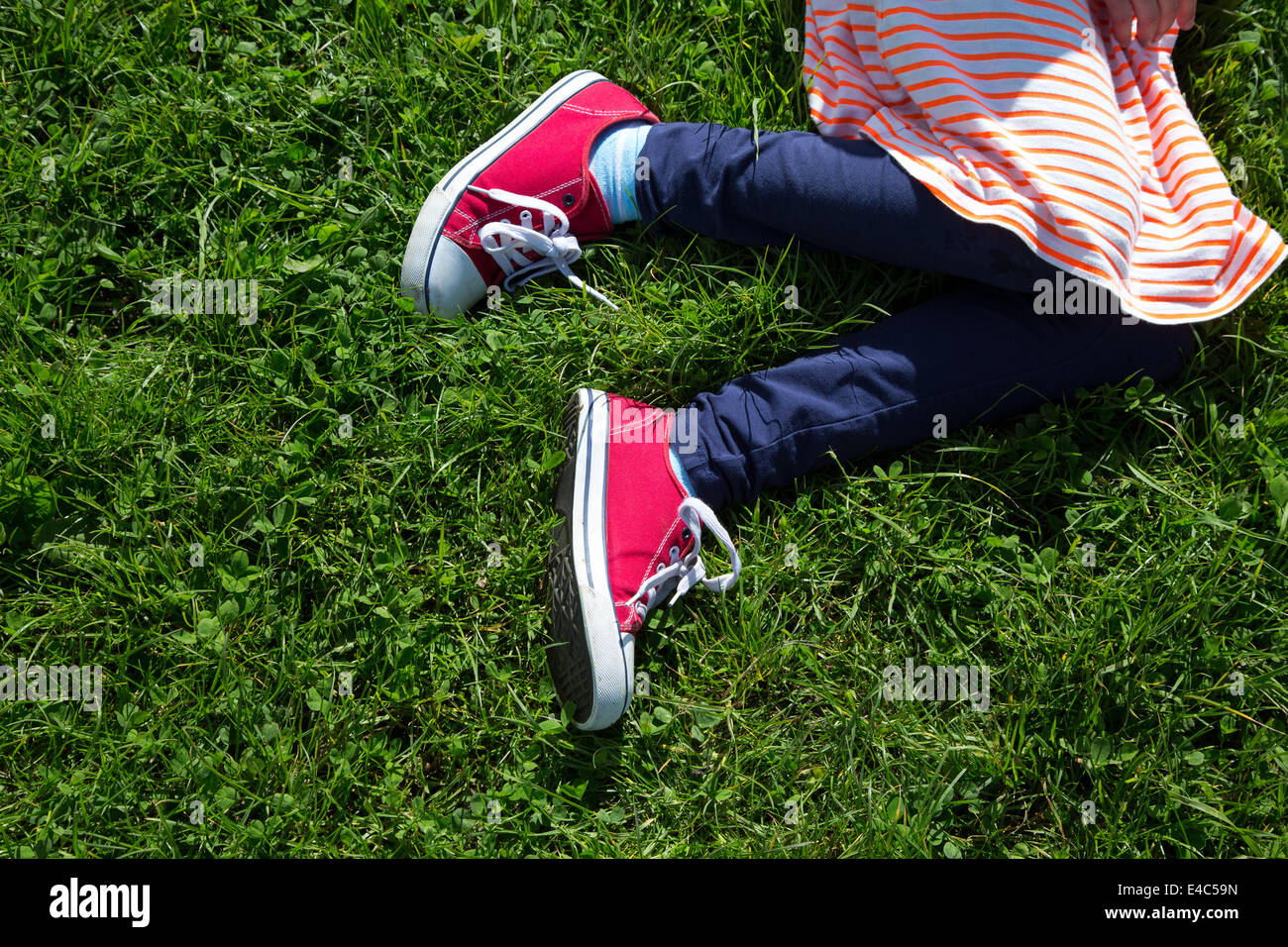 Kids Five Fingers On Green Grass Stock Photo 2244762075