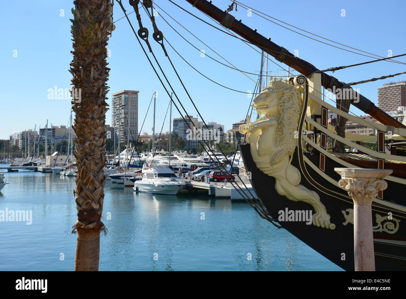 Spanish Galleon 'Santisima Trinidad' in Port of Alicante, Alicante, Costa Blanca, Alicante Province, Kingdom of Spain Stock Photo