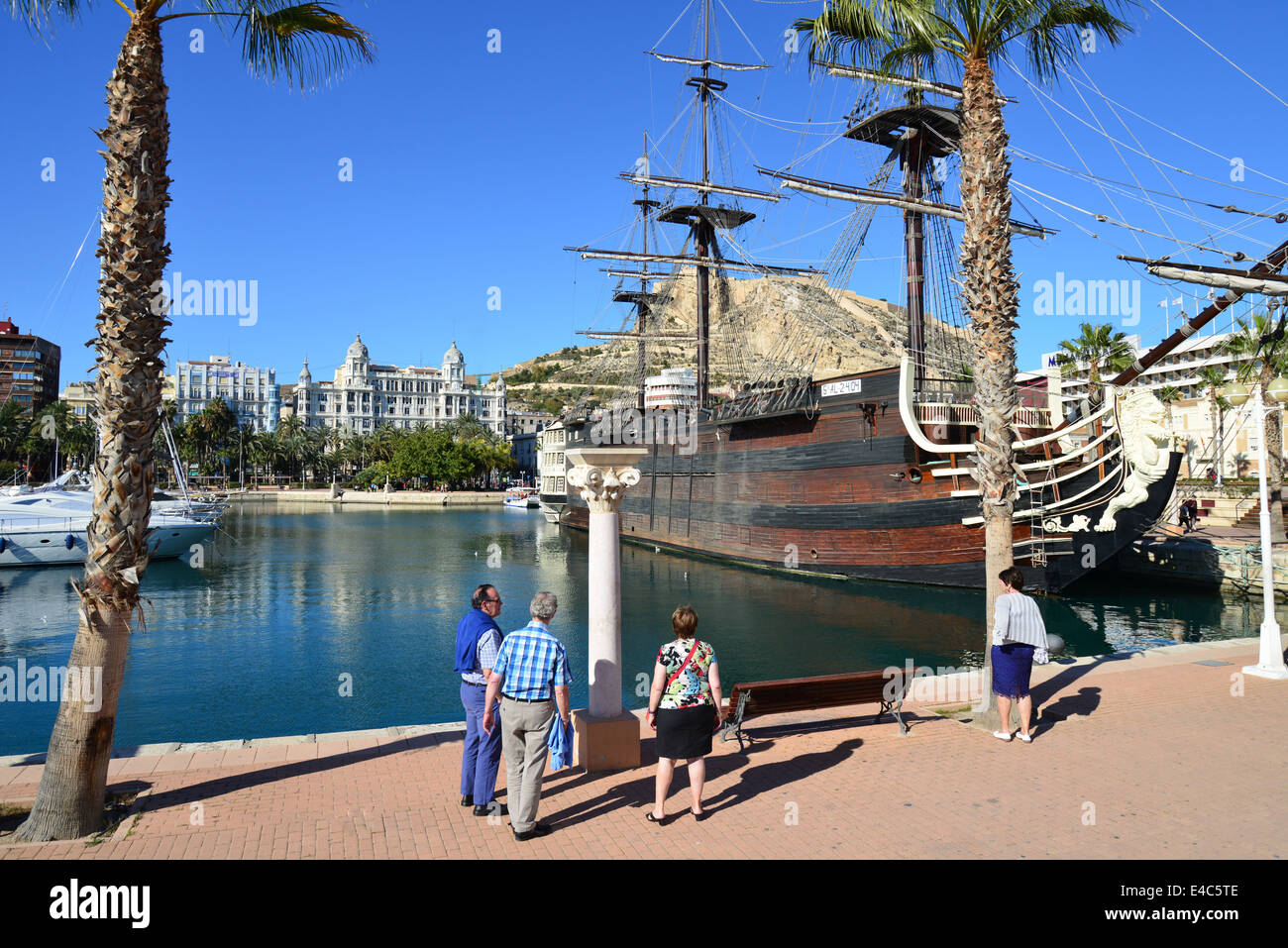 Spanish Galleon 'Santisima Trinidad' in Port of Alicante, Alicante, Costa Blanca, Alicante Province, Kingdom of Spain Stock Photo