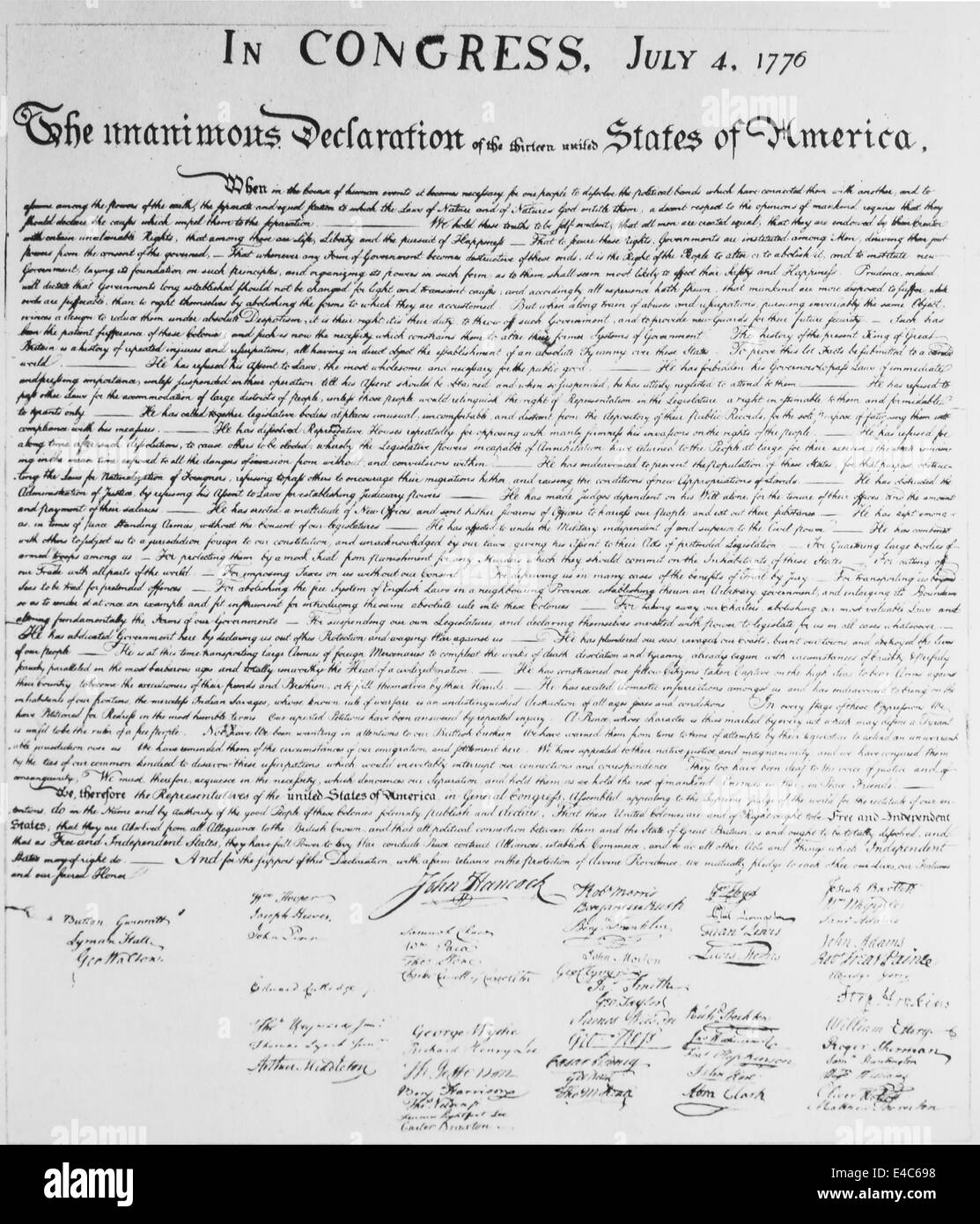 Declaration of Independence, USA, 1776 Stock Photo